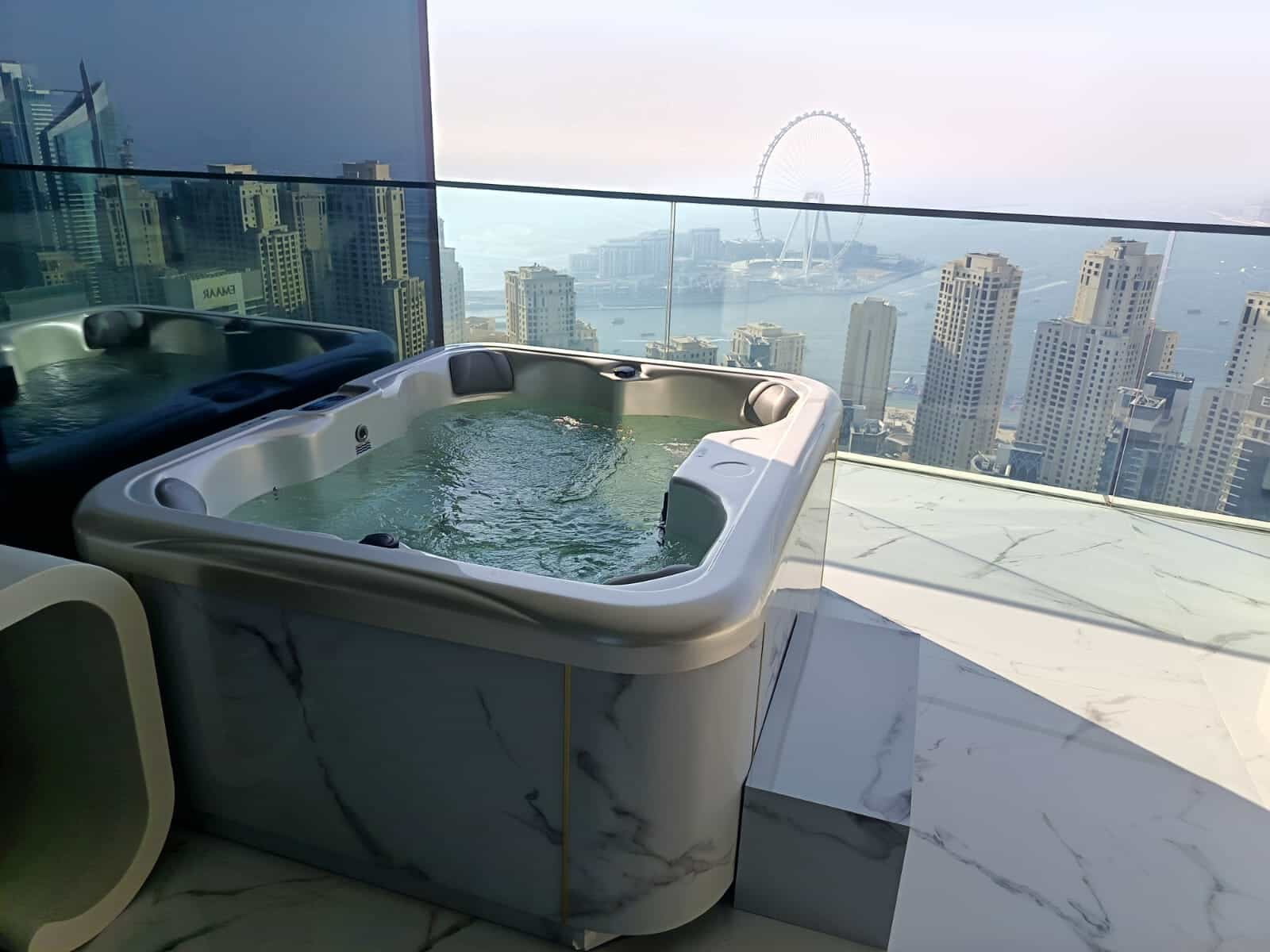 Luxury hot tub professionally installed in a UAE outdoor space