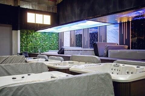 Premium spa on display inside the HotTubKart showroom