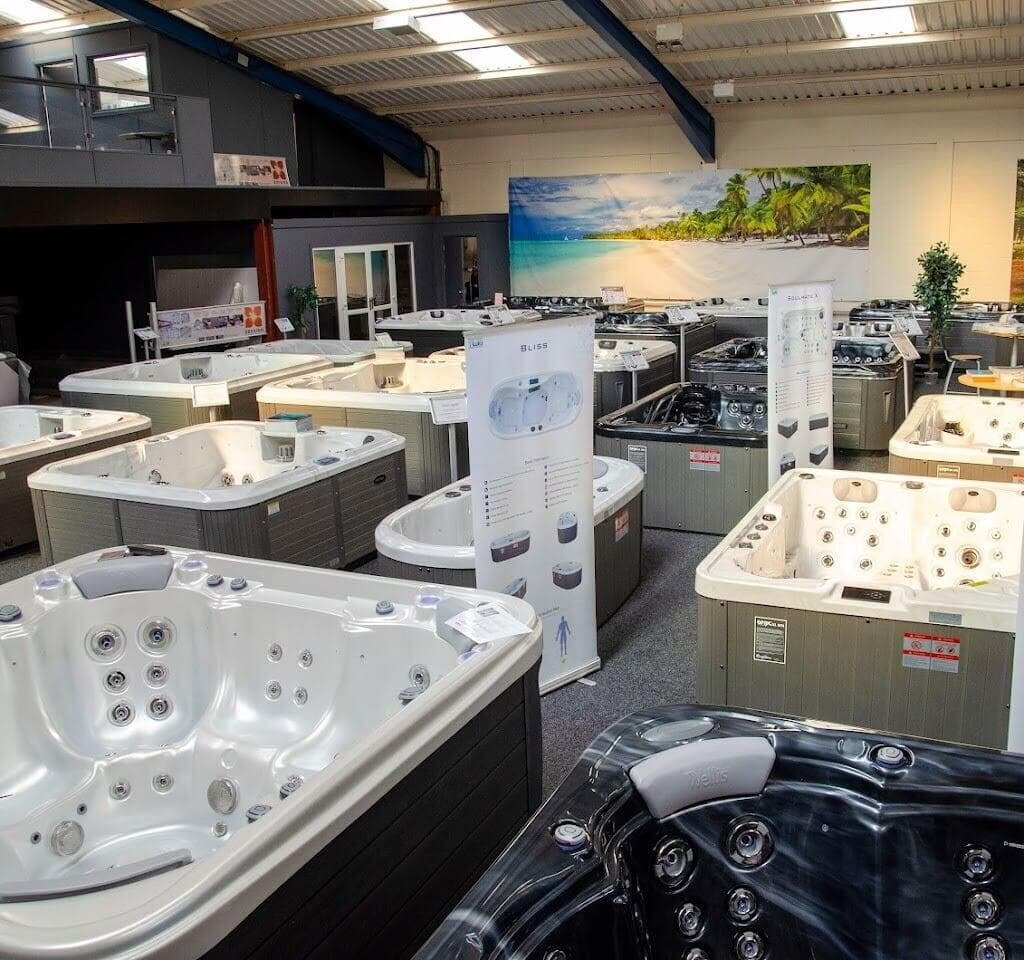 Hot tub on display at the HotTubKart showroom in Dubai