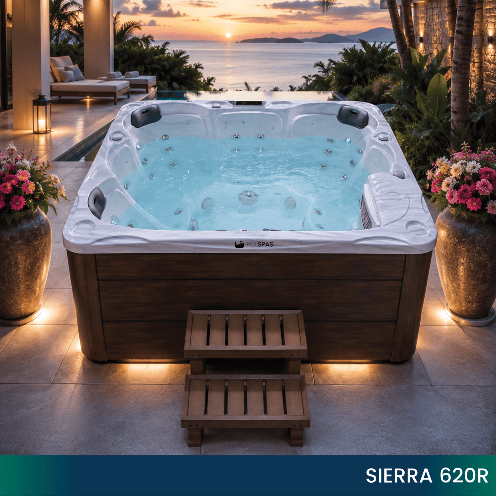 Modern polspas hot tub with comfortable seating and hydrotherapy jets